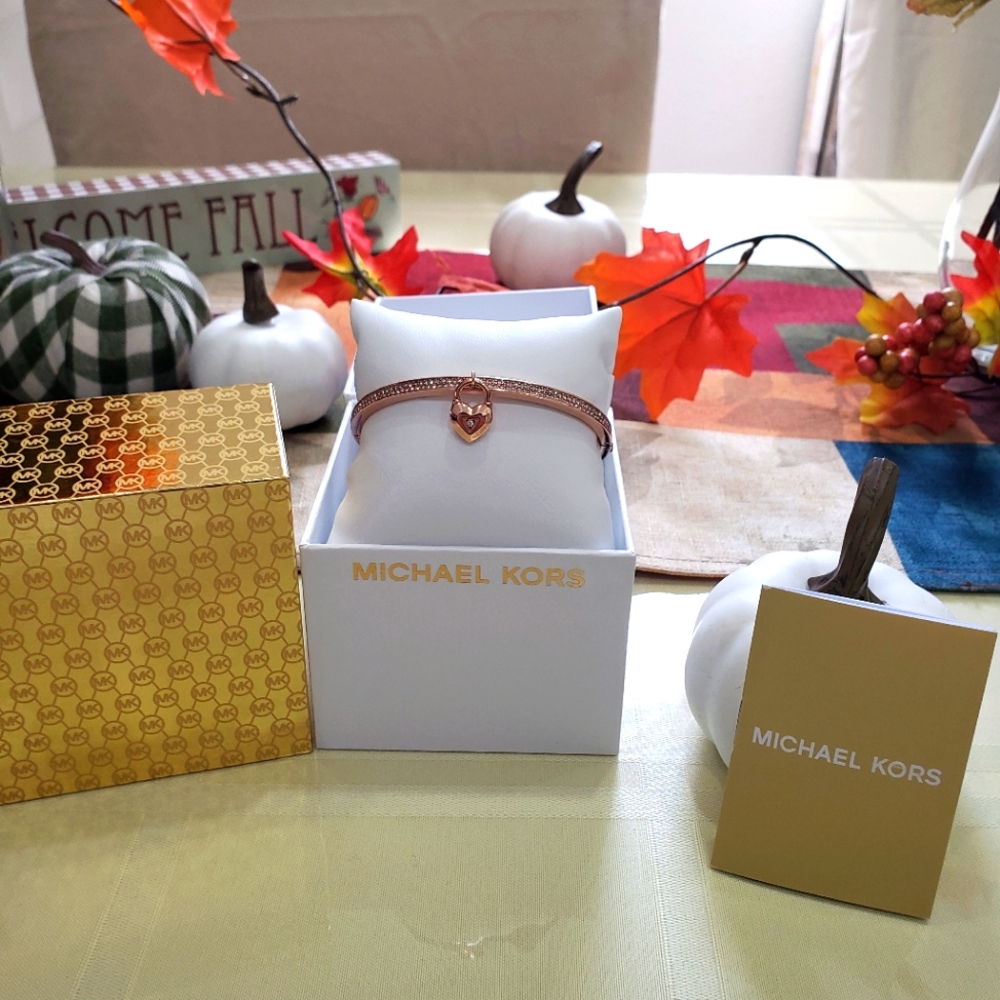NEW, Michael Kors, MK Heart Charm and Crystal Bracelet